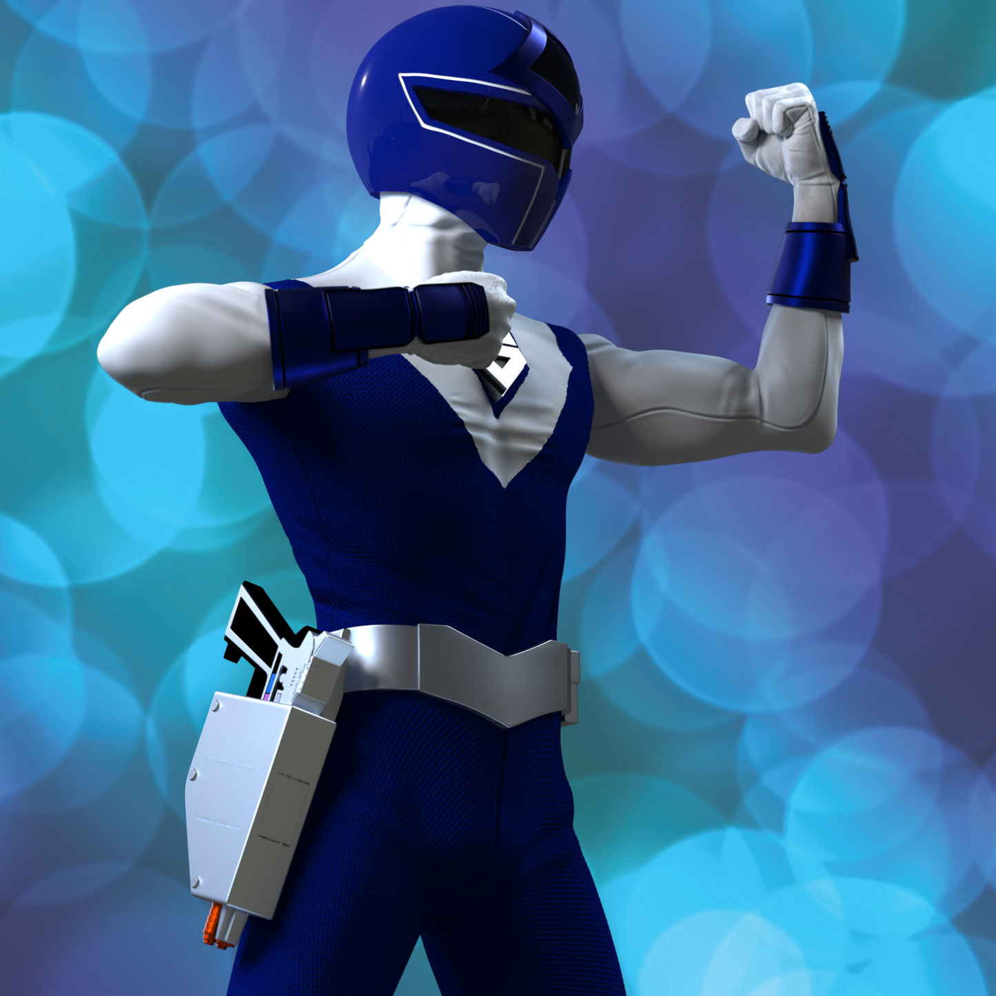 Figurine Maskman Bleu Fan Art - Bioman 2